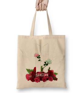 Bts Bangtang Floral Bez Çanta Uzun Saplı