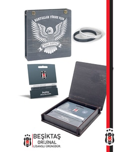 Beşiktaş Orijinal Lisanslı 2'li Silikon Bileklik Hediyelik Ahşap Kutulu (Beyaz-Siyah)