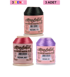 3 Adet Altınbaşak Oya ve Dantel İpi 20 gr - Royaleks - No: 697 - 035 - 015
