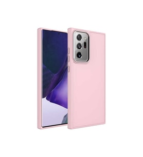 Samsung Galaxy Note 20 Ultra Uyumlu Kılıf Metal Çerçeve ve Buton Tasarımlı Silikon Zore Luna Kapak (Pembe)