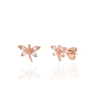 Minimal Yusufçuk Böceği Gümüş Küpe Rose