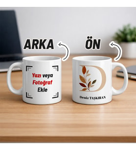 Kişiye Özel Tasarlanabilir Harfli İsimli Yazılı Seramik Kupa Bardak (Parlak Beyaz)