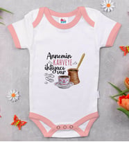 BK Kids Annemin Kahveye İhtiyacı Var Tasarımlı Pembe Bebek Body Zıbın-1