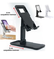 Evrensel Teleskopik Katlanabilir Telefon Tablet Standı 4 - 11 İnç Ebatlar Arası Katlanabilir Stand (Turuncu)