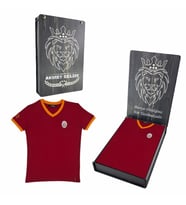 Galatasaray Orijinal Çocuk Kırmızı  T-Shirt Kişiye Özel Ahşap Kutulu