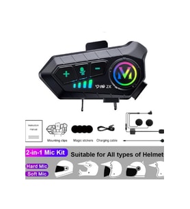 Vothoon Y10 2X Motosiklet Kask İntercom Çift Eşleşme RGB Işıklı Bluetooth Kulaklık 5,3