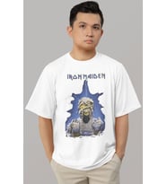 Tasarım Iron Maiden Rock Metal Müzik Grubu Baskılı Unisex Oversize Tişört