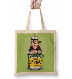 Popeye Spinach Temel Reis Bez Çanta Uzun Saplı
