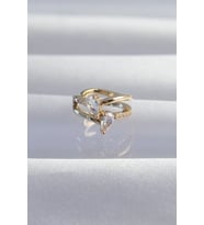 Pirinç Gold Renk Zirkon Taşlı Damla Earcuff Küpe - TJ-BKP9335