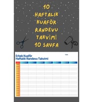 Erkek Kuaför Haftalık Randevu Takvimi 10 Hafta , A4 Boyut, 10 Sayfa.
