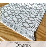 Otantik Krem Kapiçino Fransız Dantel Detaylı Sehpa Örtüsü 40x140 cm Zarif Tasarım