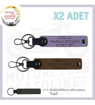 Motorcu Dostlara, İsim Plaka ve 0 Rh (+) Kan Grubu Yazılı Özel x2' li Set Anahtarlık, Kahve-Mor-Ysl (Çok Renkli)