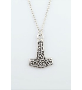 Thor Mjollnir Hammer Gümüş Kaplama Düz Zincir Kolye
