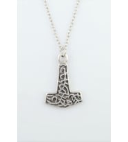 Thor Mjollnir Hammer Gümüş Kaplama Düz Zincir Kolye