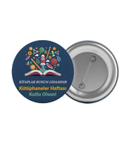 Kütüphane Haftası Çanta Rozeti 20 Adet En Büyük Boy 5.8cm İğneli Broş