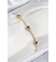 Pirinç Zirkon Taşlı Yıldız Model Gold Renk Kadın Bileklik - TJ-BB7701