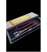 Sertifikalı Premium Üst Kalite 925 Ayar Gümüş Püsküllü Kan Kırmızı Ateş Kehribar Tesbih