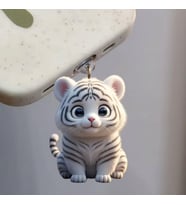 White Tiger Figürlü Telefon Charmı (Lighting (iPhone) Uyumlu Şarj Soketi Tıpası)
