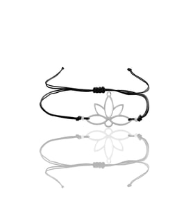 Gümüş lotus yaşam çiçeği siyah ipli bileklik SGTL12060RODAJ