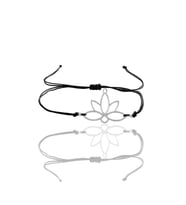 Gümüş lotus yaşam çiçeği siyah ipli bileklik SGTL12060RODAJ
