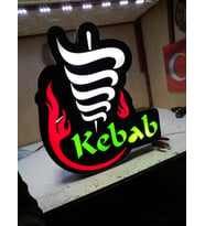 Kebab Yazılı Tabela 3D Led Neon Etkili Işıklı Tabela 30X45 CM Tek Taraflı