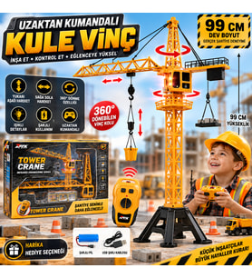 Uzaktan Kumandalı 99 CM Şarjlı Kule Vinç Işıklı, Hareketli İnşaat Vinç Oyuncağı