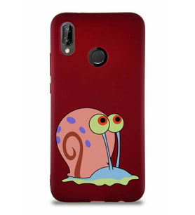 Huawei P20 Lite Soft Premier Kapak Salyangoz Gary Tasarımlı Silikon Kılıf - Mürdüm (Şeffaf)