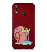 Huawei P20 Lite Soft Premier Kapak Salyangoz Gary Tasarımlı Silikon Kılıf - Mürdüm (Şeffaf)