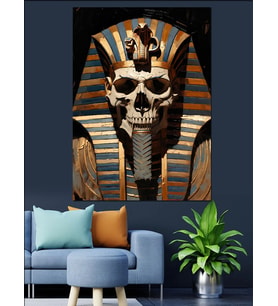 Mısır Firavun Kurukafa Figür Dekoratif Kanvas - Mdf Ahşap Tablo