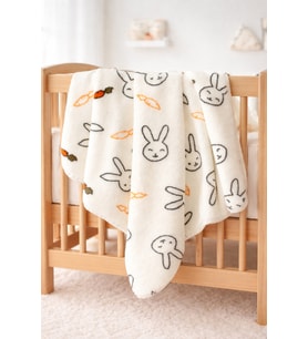 Sevimli Tavşan Peluş Bebek Battaniyesi Welsoft Yumuşak