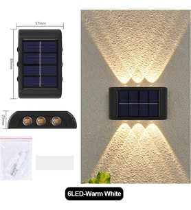 3 Adet Solar Enerjili Aplik Led 6 Ledli Dekoratif Duvar Monteli Gün Işığı