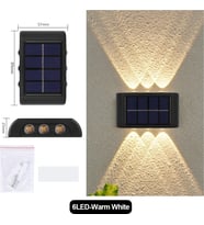 3 Adet Solar Enerjili Aplik Led 6 Ledli Dekoratif Duvar Monteli Gün Işığı