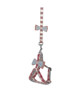 Göğüs Tasma Seti Ekose Desenli Papyonlu 1.5 Cm*35-48 Cm Kırmızı