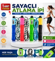 Sayaçlı Atlama İpi Dijital Sayaçlı Ayarlanabilir Atlama İpi Kaymaz Saplı Egzersiz ve Kardiyo İpi