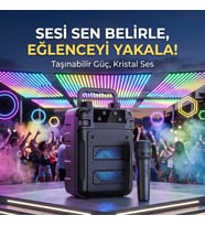 Mikrofon İlaveli Kompakt Kablosuz Hoparlör - Çocuklar, Parti ve Kamp İçin İdeal Hediye