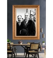 Altın Varaklı Çerçeveli Paspartulu Atatürk Tablo DC1568 (Gold)