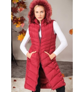Z6725 DEWBERRY BAYAN YELEK-KOYU BORDO