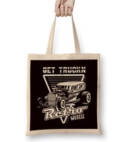 Retro Muscle Cars Hot Rod American Classic Old Automobile Bez Çanta Uzun Saplı
