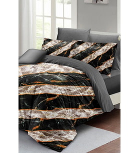 Nevresim Takımı %100 Doğal Pamuk Çift Kişilik 3d Digital Zebra Marble