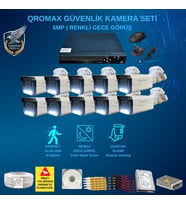 Qromax 10 Kamerali Set - Gece Renkli Gösteren Hareket Algılayan 5 Mp Sony Lensli 1080p Full Hd Güvenlik Kamerası Seti 3404w