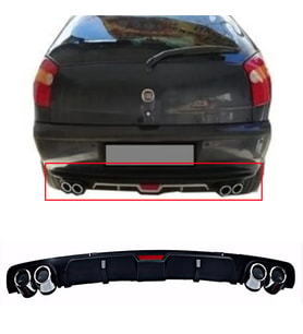 Fiat Palio Siyah Difüzör 4 Krom Egzoz Görünümlü Difizör Arka Ek Body Kit