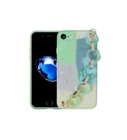 Apple iPhone 7 Uyumlu Kılıf Simli Desenli El Askılı Tutacaklı Zore Elsa Silikon Kapak (Açık Yeşil)