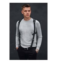 Omuz Detaylı Şık Erkek Deri Harness, Erkek Gömlek Üzeri Aksesuar (Kırmızı)