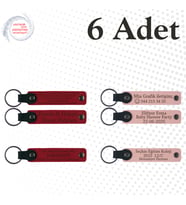 Kırmızı & Yavru Ağzı, 6’lı Set, İsim Yazılabilen Deri Anahtarlık, Aile Tatillerine Küçük Hatıra