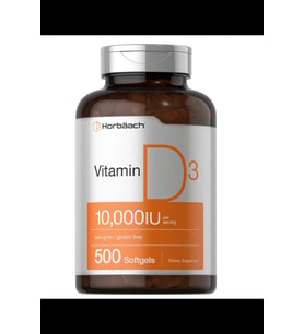 Horbach Vitamin D D3 Cholecalciferol 10000 IU  500 Softgels  250mcg .Usa Menşei.OZELSPORCUGIDALARIN'DAN 3833 (Renksiz)