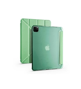Apple iPad Pro 12.9 2020 (4.Nesil) Uyumlu Kılıf Zore Tri Folding Kalem Bölmeli Standlı Kılıf (Açık Yeşil)