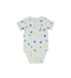 Puantiye Baskılı Omuz Çıtçıtlı Kısa Kollu Body