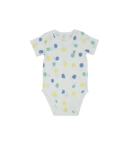 Puantiye Baskılı Omuz Çıtçıtlı Kısa Kollu Body (Beyaz)