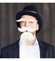 Beyaz Renk Kendinden Yapışkanlı Takma Sakal Bıyık ve Kaş Seti