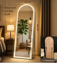 LED IŞIKLI AYAKLI BOY AYNASI 60X160 (Atlantik Çam)